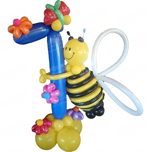Фигура из шаров Пчела с цифрой