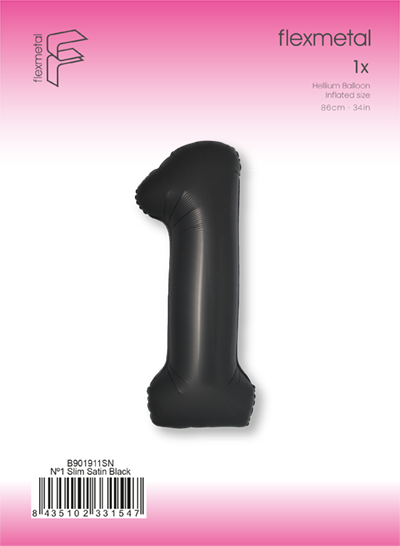 Цифра 1 Slim Черный Сатин