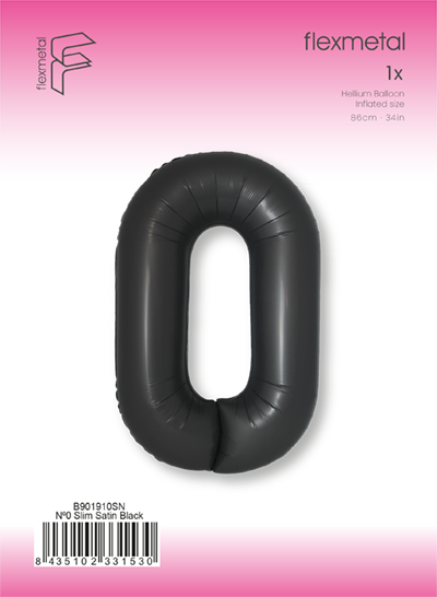 Цифра 0 Slim Черный Сатин
