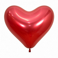  Шар гелиевый , сердце красное (рефлекс) латекс 14" Хром