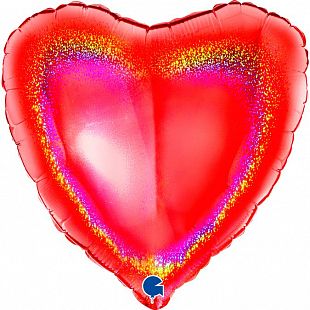 Сердце Красное Голография, 46 см