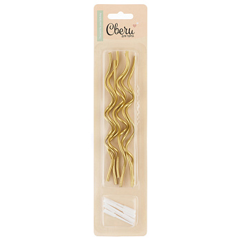 Свечи Тонкие спирали"Золото, Металли" 0,3*14,5 см, 6 шт