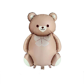 Мишка с бантом, Коричневый, Сатин (35''/89 см)