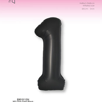 Цифра 1 Slim Черный Сатин