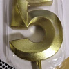 Свеча-цифра на палочке 5 Золото 4,5см