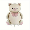 Мишка с бантом, Бежевый/Розовый, Сатин (35''/89 см)